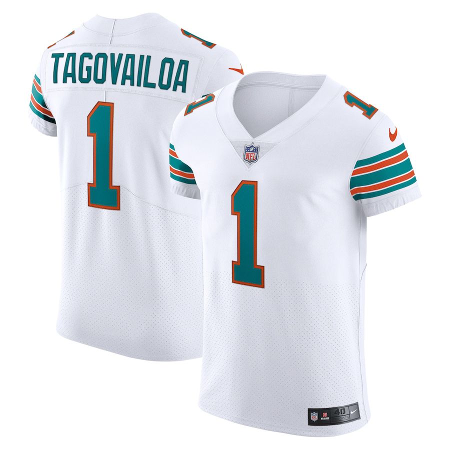 Men Miami Dolphins #1 Tua Tagovailoa Nike White Vapor Elite NFL Jersey